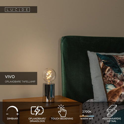 Lucide tafellamp VIVO - 1xE27 - Chroom