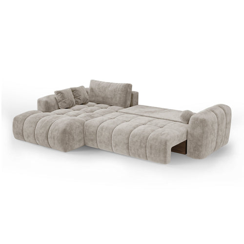 Premium Interiors - Linkshoekbank met slaapfunctie en opbergruimte SKY - gewaafd fluweel mol 310cm