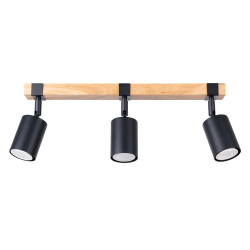 Sollux Lighting Plafondlamp FAGER 3 zwart - 54x6x17,2cm