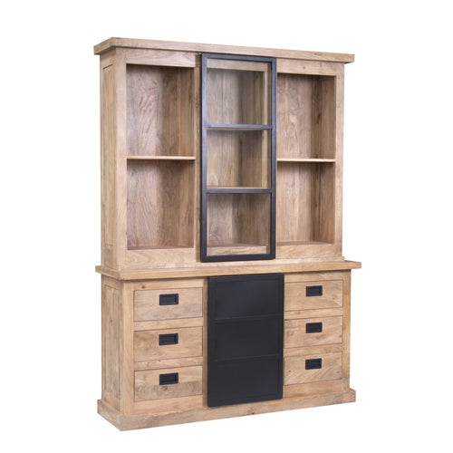 Starfurn Vitrinekast Noa - Naturel Hout - 160x45x220cm