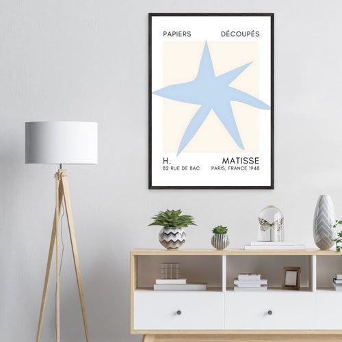 Artfulprints Poster Matisse – Star of the sea light blue   - A4 21x29.7 cm - Blauw