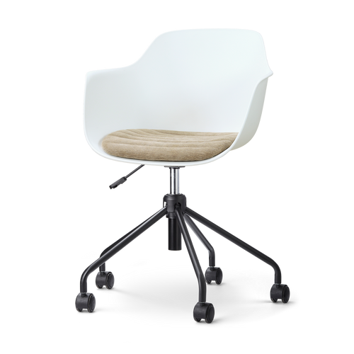 Nolon Nout-Liz eetkamerstoel wit met nougatbruin zitkussen - wit onderstel