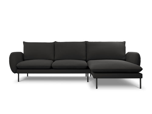 Cosmopolitan Design rechter hoekbank Vienna 5-zits, boucle, zwart - 170x255x95cm