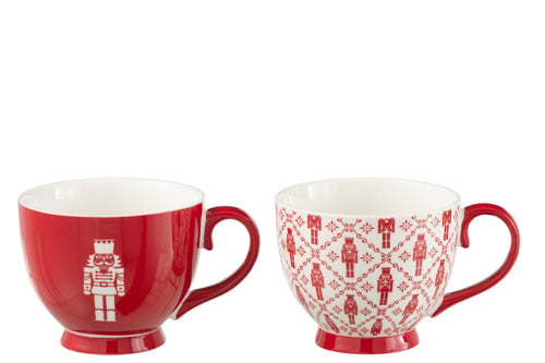 J-Line kop Notenkraker  - keramiek - rood - doos van 2 - vtwonen shop