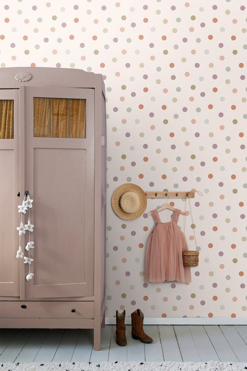 ESTAhome behang stip roze en meerkleurig - 50 x 900 cm - 131624