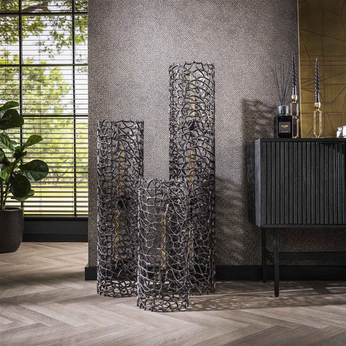 Giga Meubel Vloerlamp Weaver - Zwart Metaal - 3-Lichts - 25x25x122cm - vtwonen shop