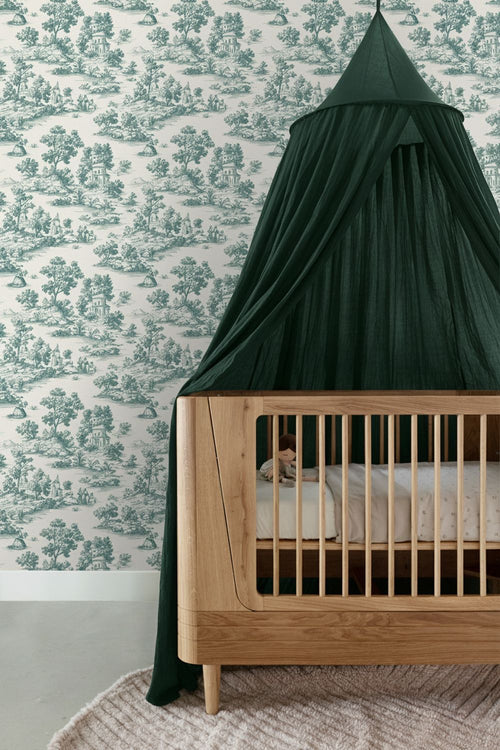 Sanders & Sanders behang toile de jouy print groen - 53 cm x 10 m - 641033