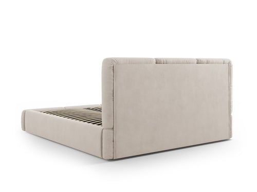 Cosmopolitan Design Opbergbed met hoofdeinde Nicolas 140x200cm, chenille, beige - 220x160x100cm