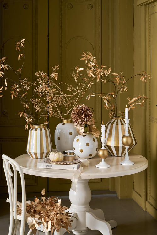 Pip Studio Kandelaar Sphere - Metaal - Wit/ Goud - 24cm - vtwonen shop