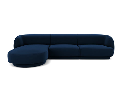 Micadoni linker hoekbank Miley 4-zits, flueel, koningsblauw - 156x255x70cm