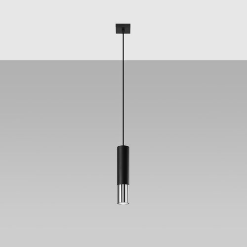 Sollux Lighting Hanglamp LOOPEZ 1 zwart/chroom - 8x8x100cm