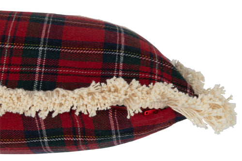 J-Line kussen Ruit Famille - polyester - rood/groen - vtwonen shop