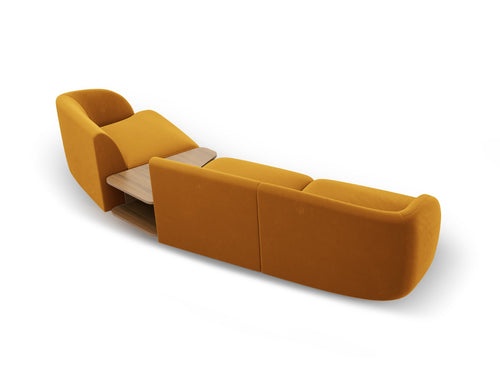 Micadoni Rechte modulaire bank Miley 3-zits, flueel, geel - 126x303x70cm