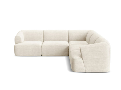 Cosmopolitan Design Symmetrische modulaire hoekbank Campi 6-zits, ribfluwelen ivoor - 255x255x70cm