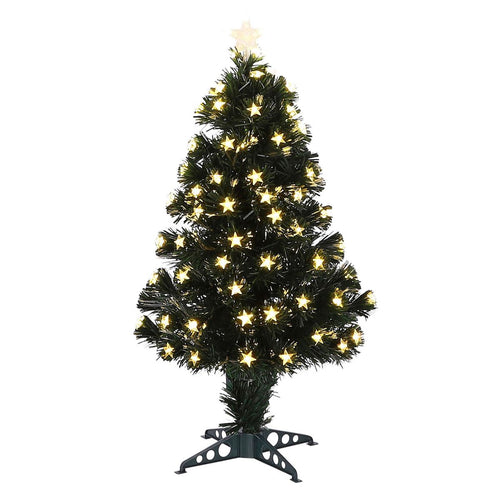 Luca Lighting Mercury Kunstboom met Fibre Optic Verlichting - Kerstboom met 95 LED Sterretjes - Kerstversiering voor Binnen - Klassiek Rond Model -
