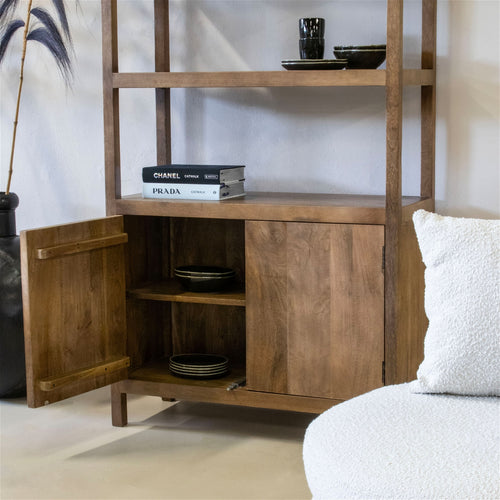 Giga Meubel Wandkast Louie - Mangohout - Naturel - 100x40x200cm - vtwonen shop
