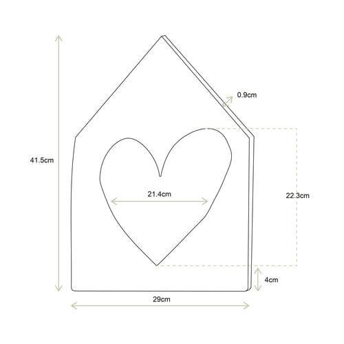 vtwonen Houten Huisje - Wanddecoratie Woonkamer - Ornament - Muurdecoratie Hartje - Zwart - 60cm