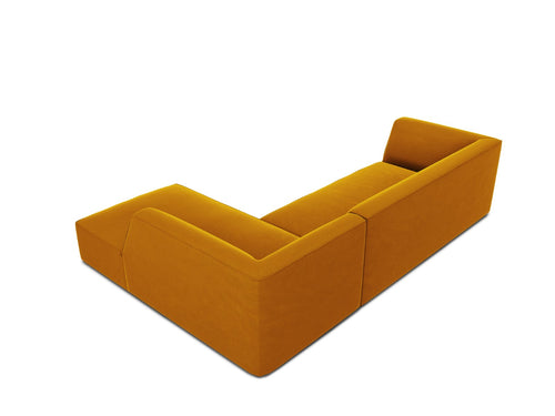 Micadoni rechter hoekbank Ruby 4-zits, flueel, geel - 180x273x69cm