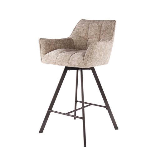 Giga Meubel Barstoel Raster - Zand - Draaibaar - Zithoogte 69cm - Set van 2 - Set van 2