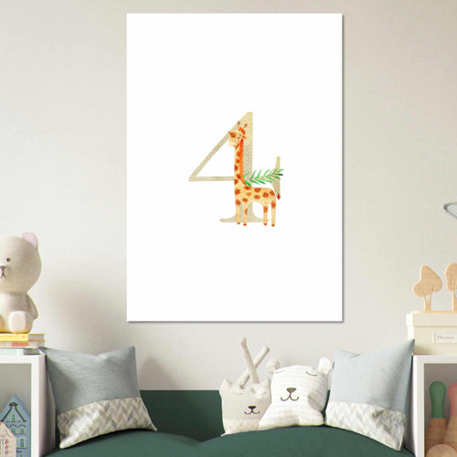 Artfulprints  Cijfer 4 kinderkamer   poster A4 21x29.7 cm - vtwonen shop