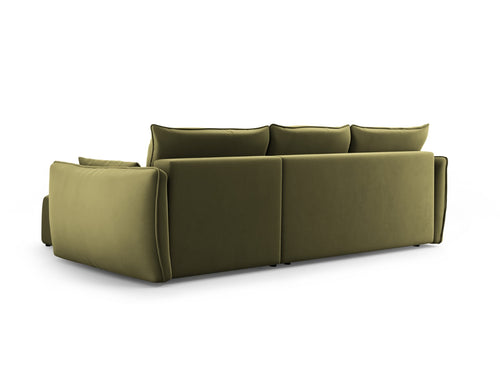 Cosmopolitan Design Uitklapbare hoekbank links met opbergdoos Matera 4-zits, flueel groente - 173x253x86cm
