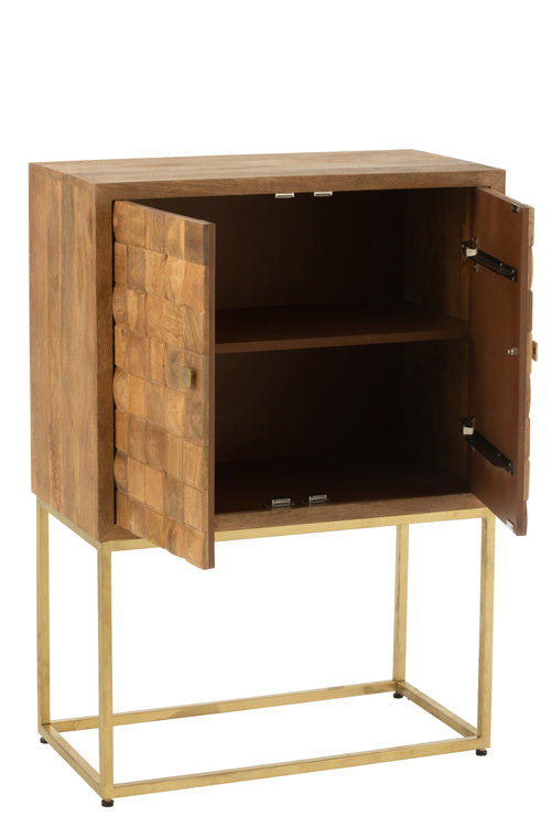 J-Line kast Nino Op Staander - metaal/mangohout - naturel/goud - vtwonen shop