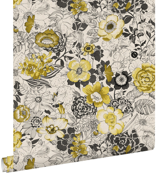 ESTAhome behang bloemen okergeel en beige - 53 cm x 10.05 m - 138506
