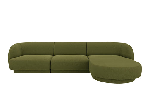 Micadoni rechter hoekbank Miley 4-zits, boucle donker olijfgroen - 156x255x70cm