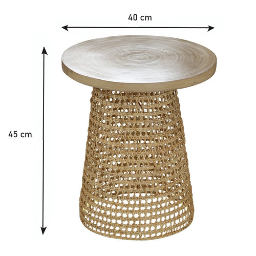 Calicosy - Bamboe tafelblad met rotan voet  40x40x45 cm