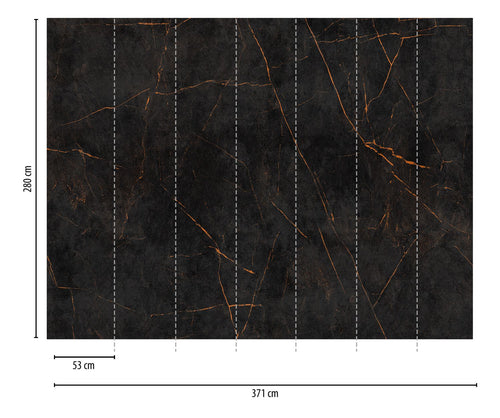 One Wall one Role fotobehang marmer zwart en oranje - 371 x 280 cm - AS-382251