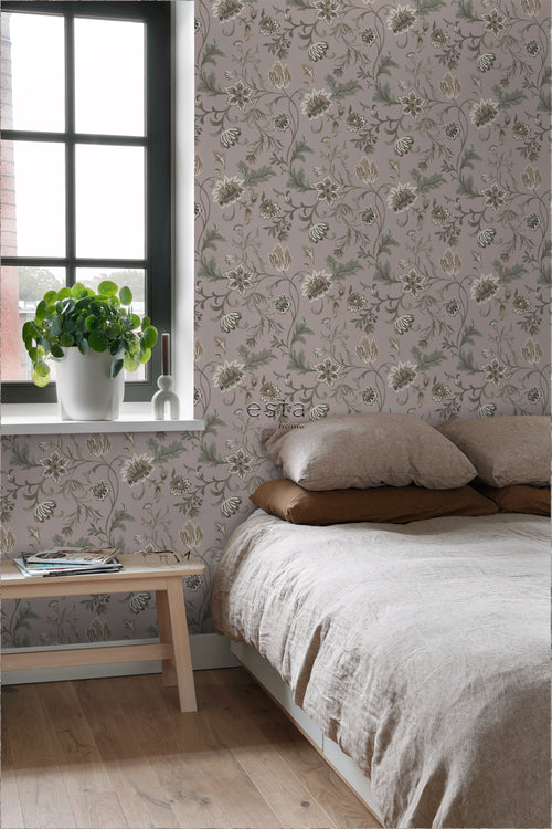 ESTAhome behang vintage bloemen oudroze - 50 x 900 cm - 139414