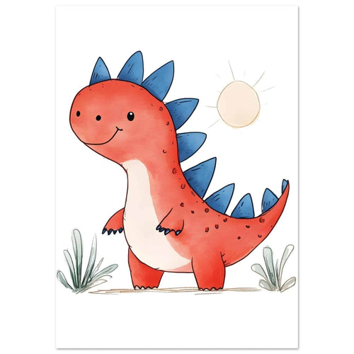 Artfulprints  Kleurrijke dinosaurus   poster A4 21x29.7 cm