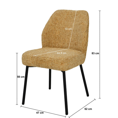 Livingfurn eetkamerstoel Tess - geel - set van 2 - 63x48x83