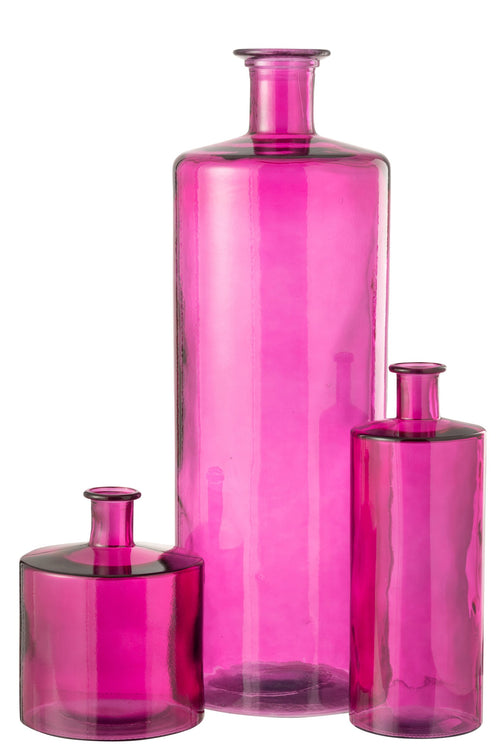 J-Line vaas Bottle - glas - roze - small - 75 cm de hauteur