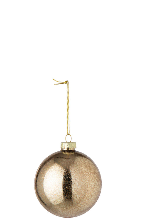 J-Line Kerstbal met glitters - glas - goud - set van 24