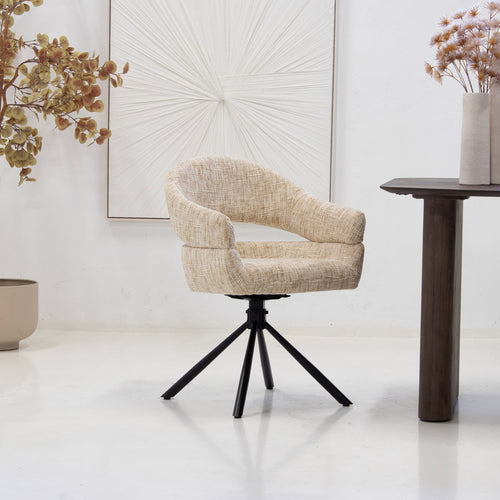 DÉJA Living Eetkamerstoel Zoë - Taupe - Draaibaar - Set van 2 - vtwonen shop