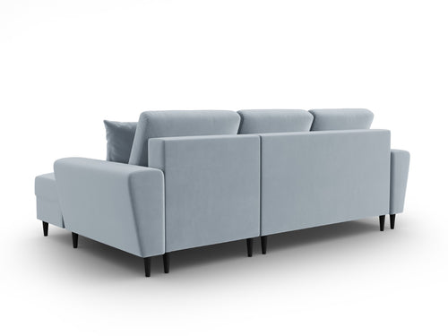 Cosmopolitan Design Converteerbare hoekbank rechts met opbergdoos Kyoto 4-zits, flueel lichtblauw - 145x241x88cm