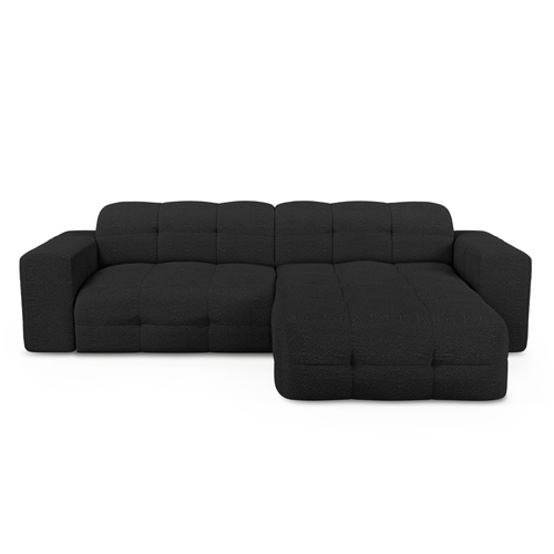 Sia Home - Hoekbank rechts MAEL - Bouclette stof - Donker antraciet - 230cm - vtwonen shop