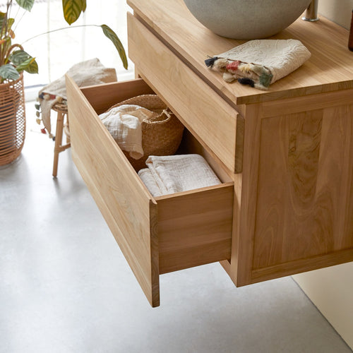 Tikamoon Massief teakhouten wastafelmeubel 80 cm - Naturel