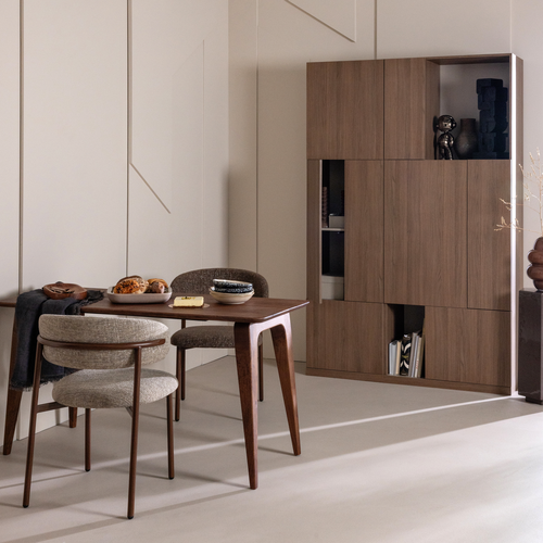 WOOOD eetkamerstoel Kelu - Wollig - Naturel Melange - Set Van 2 - 80x45x58