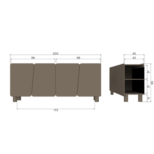 WOOOD dressoir 200 cm Root - Grenen - Truffel Bruin - 85x200x45
