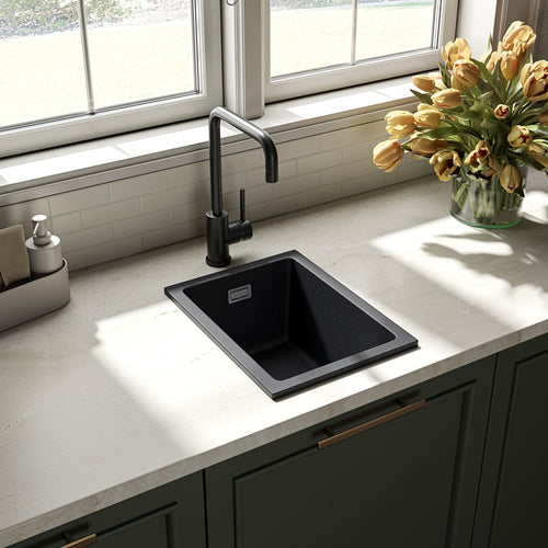 LOMAZOO spoelbak Isco - opbouw - graniet - zwart - 30 x 40 cm