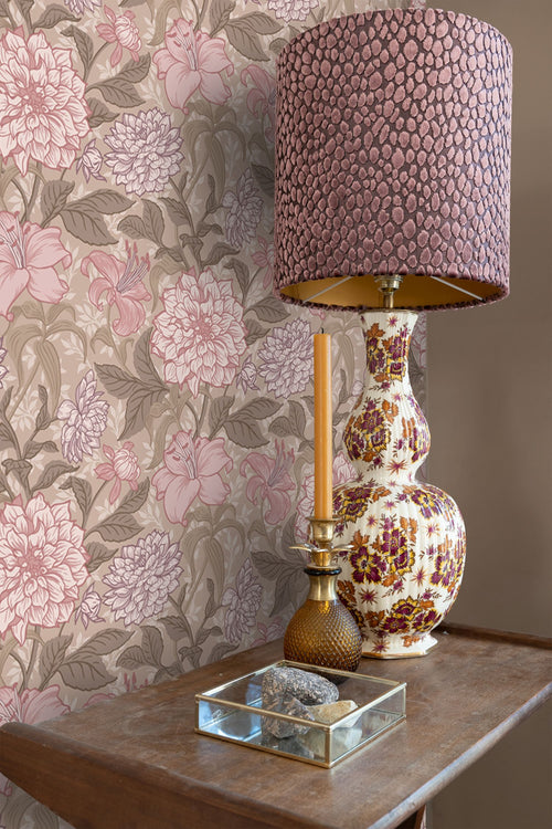 ESTAhome behang vintage bloemen licht mauve paars - 50 x 900 cm - 131849
