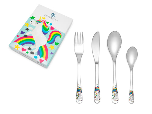 Zilverstad - Kindercouvert Unicorn - 4 delig - RVS