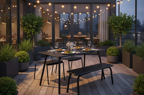 MaximaVida metalen tuinset Max 150 cm zwart -4-delig bank zonder rugleuning - vtwonen shop