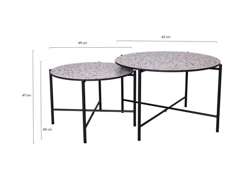 MaximaVida salontafel set Lucca 62 en 49 cm kruisframe zwart - HPL terrazzo look - vtwonen shop