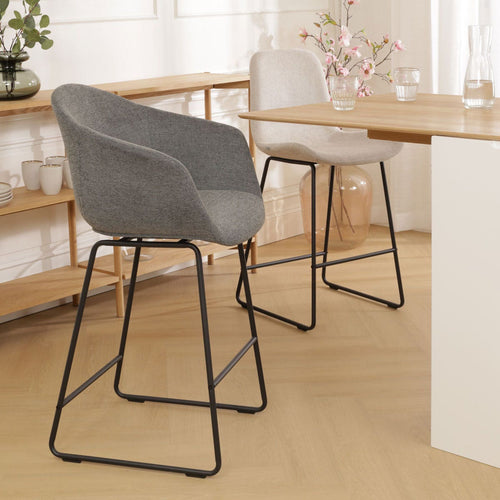 Nolon Nino-Otis Barkruk Donkergrijs - met Armleuning - Zwart - 75 cm