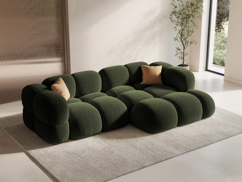 Cosmopolitan Design rechter hoekbank Loretto 3-zits, flueel groente - 147x250x68cm