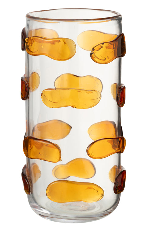 J-Line vaas Pebbles - glas - amber/transparant - large - Ø 17 cm - vtwonen shop