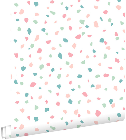 ESTAhome behang terrazzo wit, roze en groen - 0,53 x 10,05 m - 139304 - vtwonen shop